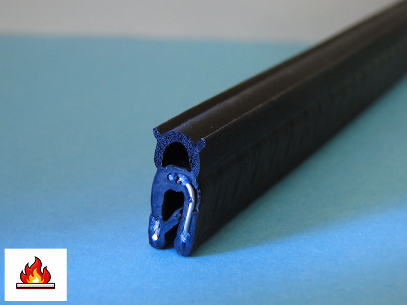 Saverio Höhe: 15,6mm, Breite: 8,4mm, Klemmbereich: 1-2mm  Kantenschutzdichtprofil mit Brandschutzqualität